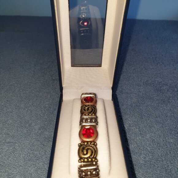 Rare Find Tibetan Red Crystal Forged Iron Beaded Bracelet - Picture 5 of 13